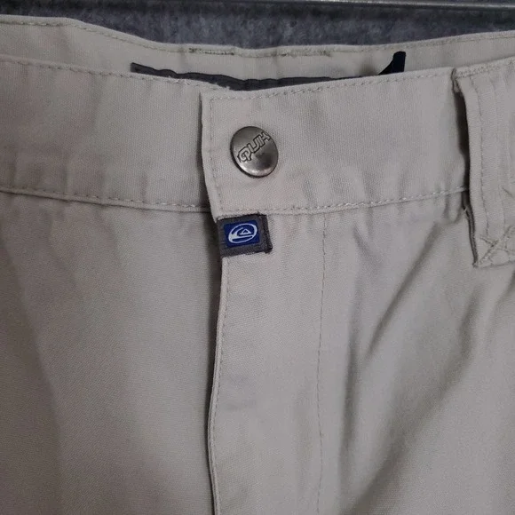 Quiksilver Khaki Baggy Patch Mens Cargo Size Pants 36 x 30 Vtg Y2K 90s 2000s